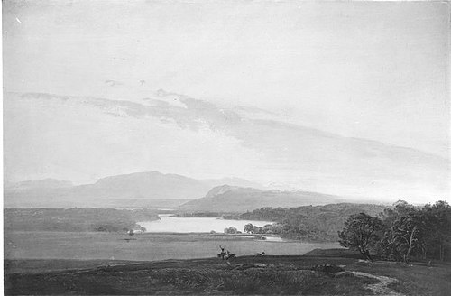 Voralpenlandschaft in Abendstimmung, 1840, Ernst Kaiser