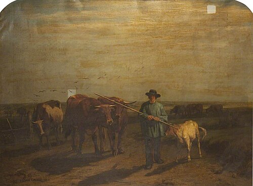 Cattle and Drover, 1860, Edmond de Pratere