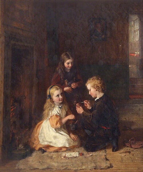 Mending Dolly, 1868, George Bernard O'Neill