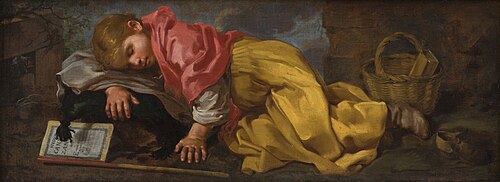 A Sleeping Girl (Boy ?) with a Songbook, 1671, Bernhard Keil