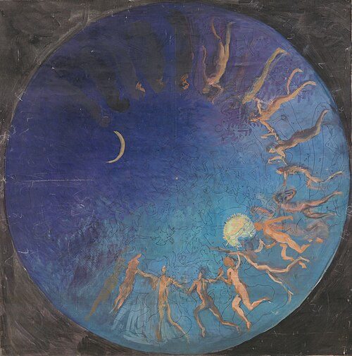 Small scale study for design of The Hours., 1907, Edwin Austin Abbey