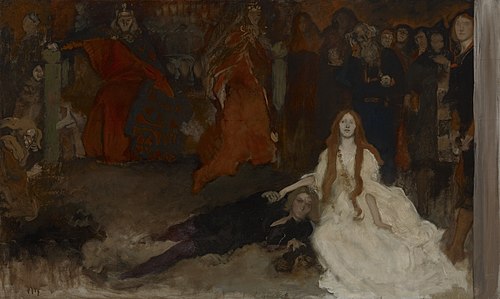 The Play Scene in “Hamlet” composition study, 1896, Edwin Austin Abbey