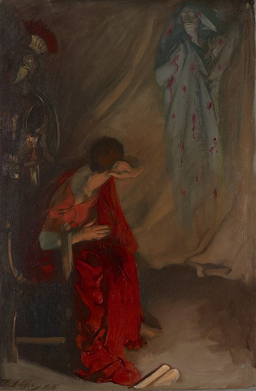 Within the Tent of Brutus: Enter the Ghost of Caesar, Julius Caesar, Act IV, Scene III, 1905, Edwin Austin Abbey