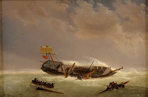Havarierter Lastensegler, 1865, Adolf Baumann