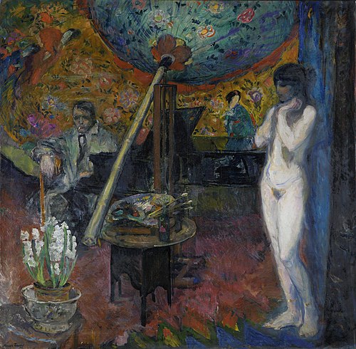 Selvportrett i atelieret, 1918, Bernhard Dorotheus Folkestad