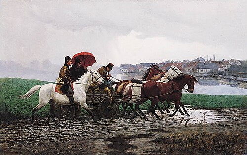 Riding in the Rain, 1885, Włodzimierz Łoś