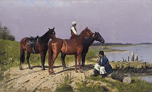At the river crossing, 1880, Włodzimierz Łoś