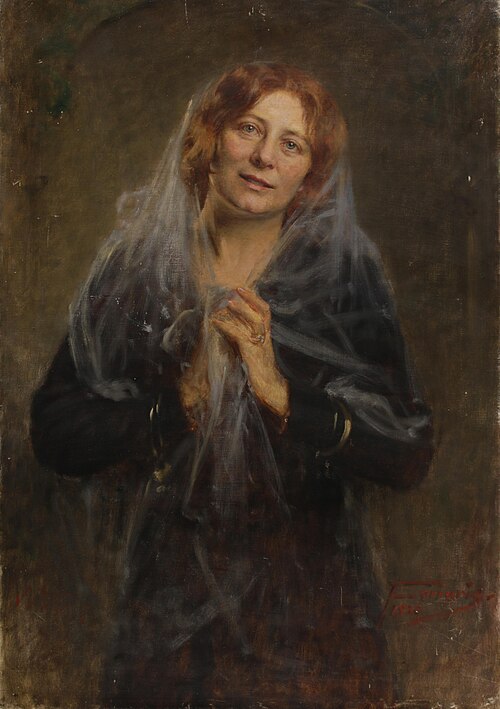Bildnis einer Dame mit Schleier (Die Gattin des Künstlers), 1930, Arthur Ferraris