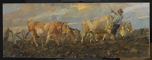 Oxen Plowing, 1911, Ettore Tito