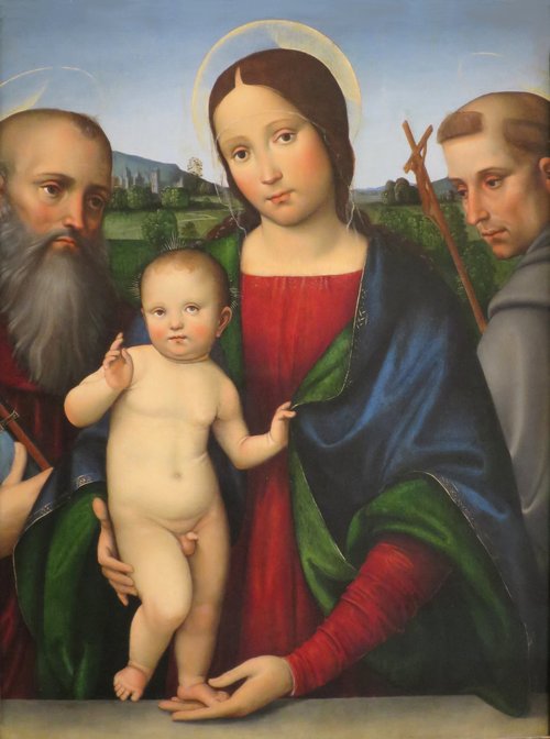 Madonna and Child with Saints Jerome and Francis, 1500, Francesco Francia