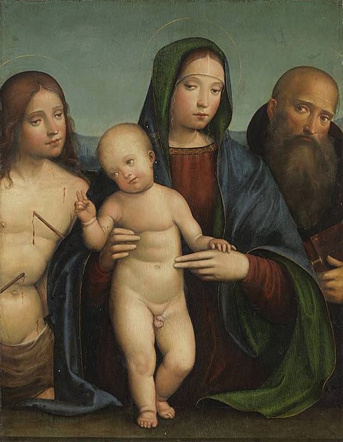 Maria mit Kind, hl. Sebastian und Antonius, 1483, Francesco Francia