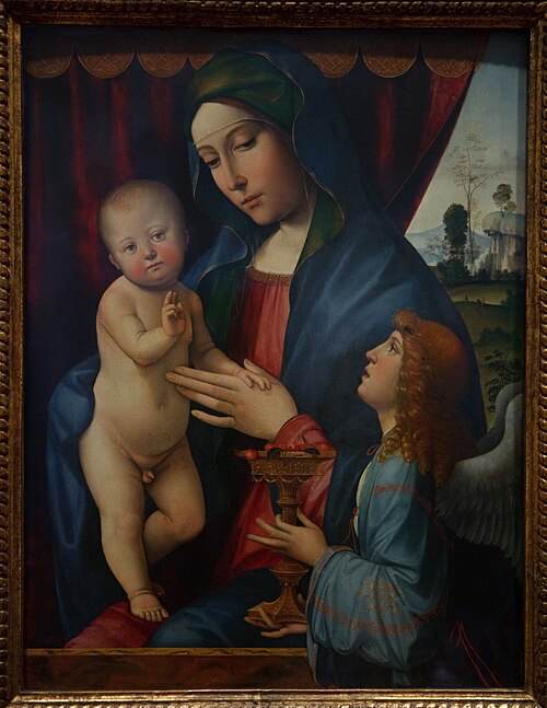 Madonna and Child with Angel, 1500, Francesco Francia