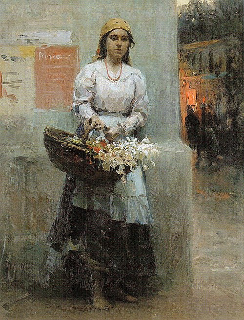 Flower girl, 1908, Mykola Pymonenko