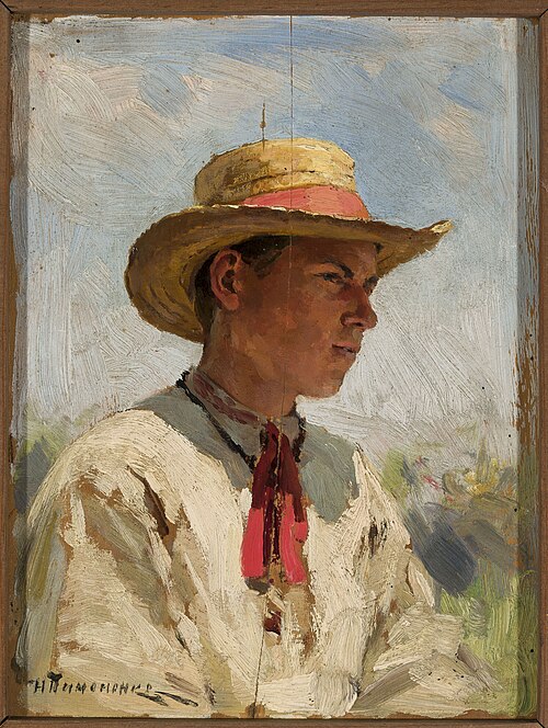 Un garçon dans un chapeau de paille., 1905, Mykola Pymonenko