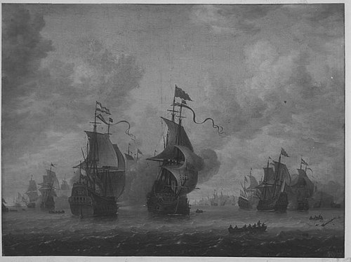 Sea battle between English and Dutch ships, 1644, Jan Abrahamsz Beerstraaten