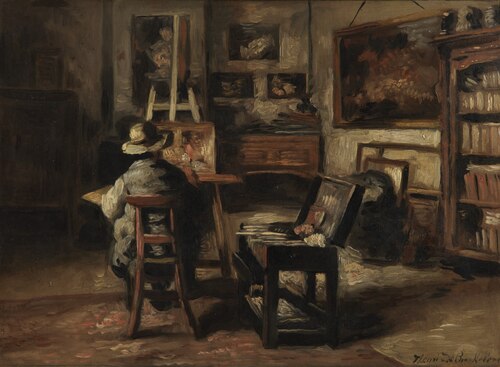 The Studio of Ferdinand De Braekeleer I, Father of the Painter, 1877, Henri de Braekeleer