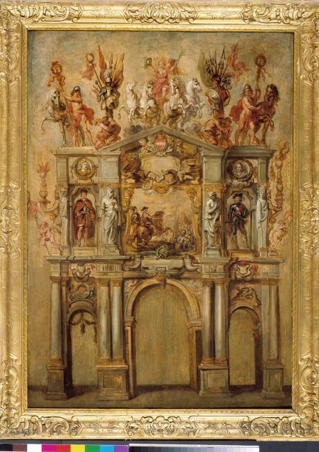 Sketch of the front of the triumphal arch of the Cardinal-Infant Ferdinand, 1717, Theodoor van Thulden