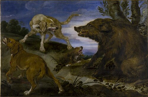 Boar hunting, 1667, Paul de Vos