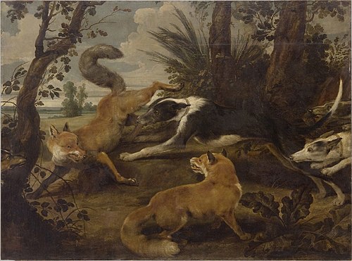 Wolfhounds and Two Foxes, 1630, Paul de Vos