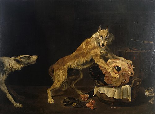 Dogs with a Bull's Head, 1650, Paul de Vos