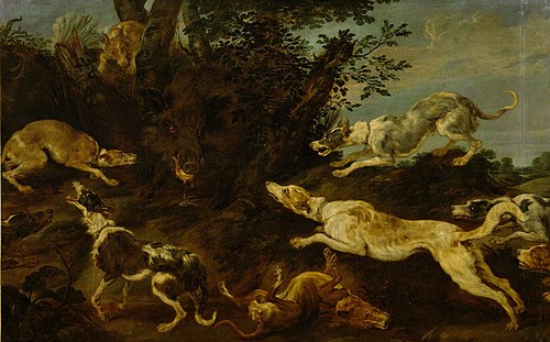 Boar hunt, 1650, Paul de Vos