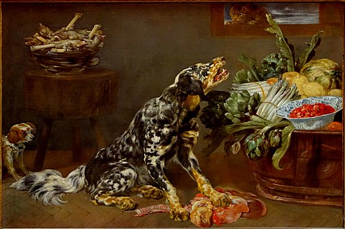 Chien dans une cuisine, 1700, Paul de Vos