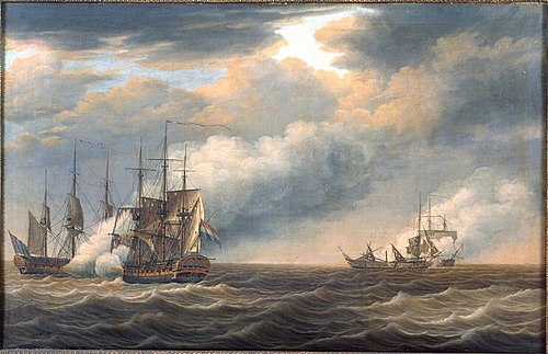 Seabattle at Cadiz, 1791, Engel Hoogerheyden