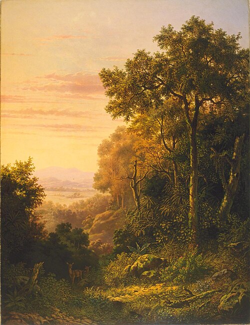 Landscape with deer at dawn, 1875, Jan Daniel Beynon