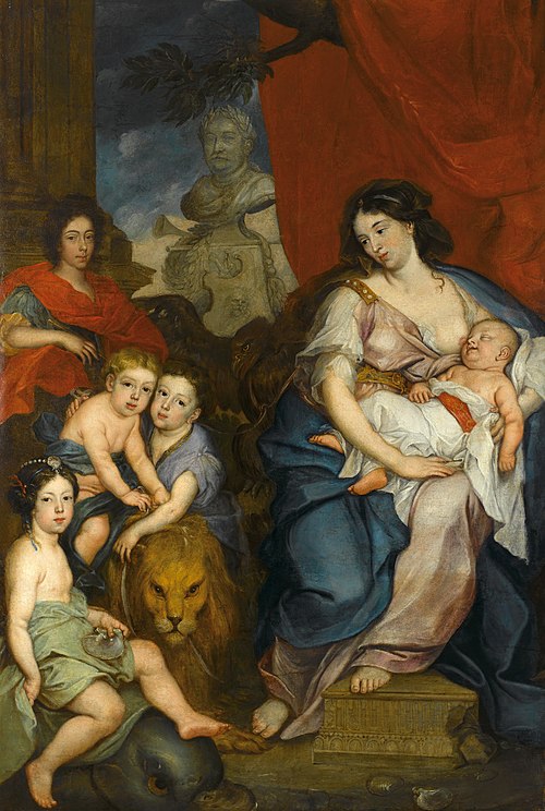 portrait de la reine Marie Casimire avec ses enfants, 1684, Jerzy Siemiginowski-Eleuter