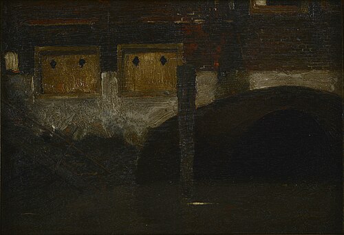 Huizen met meerpaal aan het water, , Willem Witsen