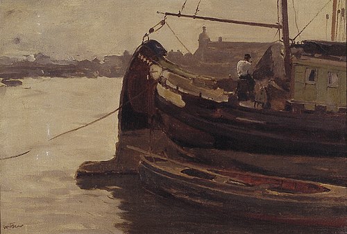 Turfschip in het IJ, 1910, Willem Witsen