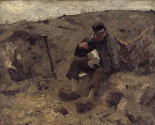 Schaftende landarbeider (Ewijkshoeve), 1901, Willem Witsen