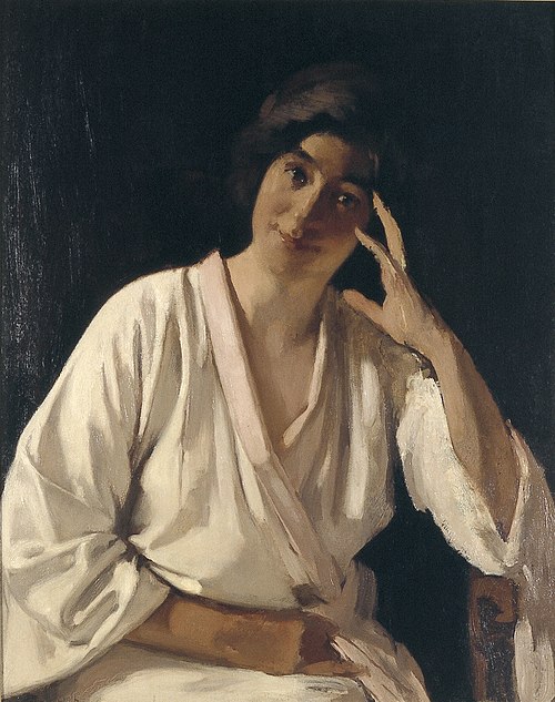 Marie Witsen in witte kimono en face, 1916, Willem Witsen