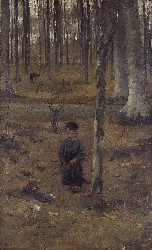 Jongetje in het bos bij Ewijkshoeve, 1884, Willem Witsen