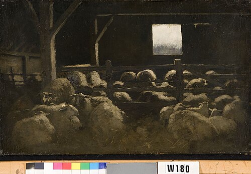 Interieur van schapenstal (Ewijkshoeve), 1900, Willem Witsen