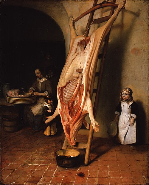 The butchered pig, 1656, Barent Fabritius