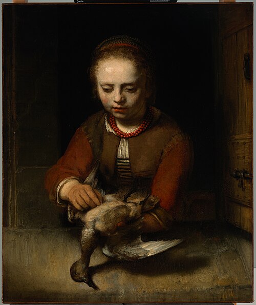 Young Girl Plucking a Duck, 1645, Barent Fabritius