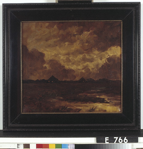 Landschap met boerderijen in de avond, 1886, Ernst Witkamp