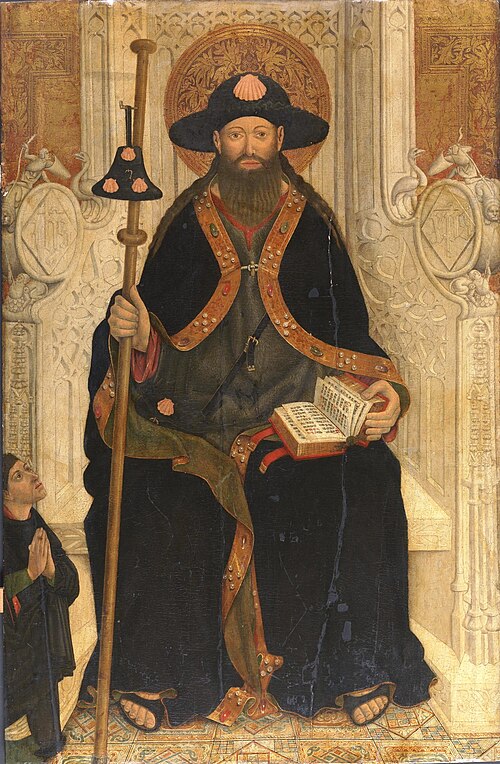 Santiago apóstol entronizado con donante, 1450, Jaume Baçó Escrivà