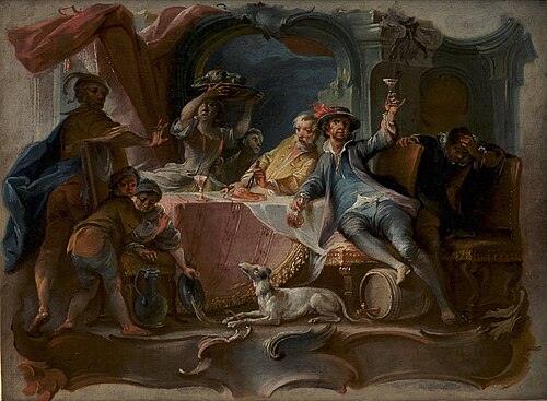 The Prodigal Son Wasting his Inheritance, 1742, Johann Wolfgang Baumgartner
