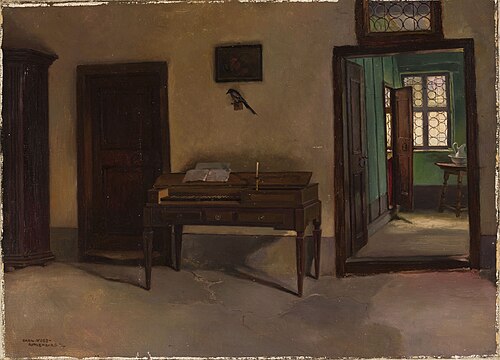 Interior with a clavichord, , Karl Leopold Voss