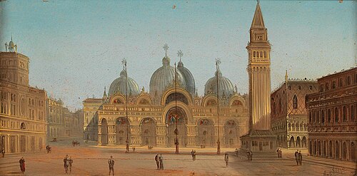 Venice, St Mark’s Square and St. Mark’s Basilica, 1900, August von Siegen