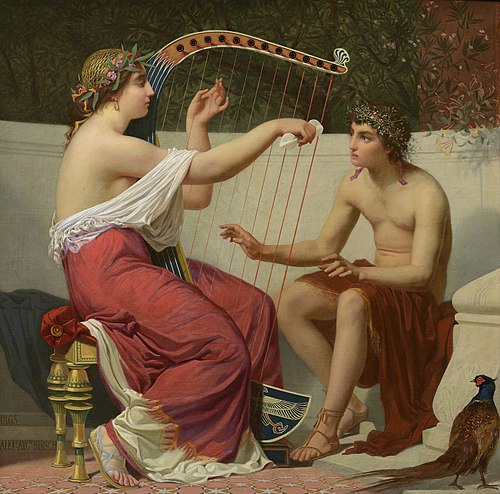 Calliopé enseignant la musique au jeune Orphée, , Auguste Alexandre Hirsch