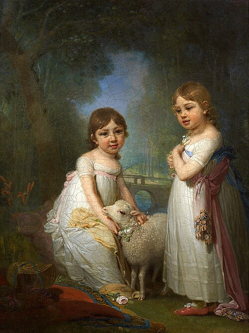 Portrait of two children with a lamb, , Vladimir Borovikovski