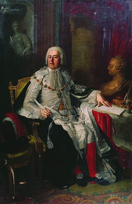 Portrait of Alexander Rumyantsev (1680–1749), 1750, Vladimir Borovikovski