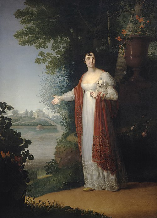Portrait de D.A. Derjavina (1767–1842), née Diakova, deuxième femme de G.R. Derjavine, 1813, Vladimir Borovikovski