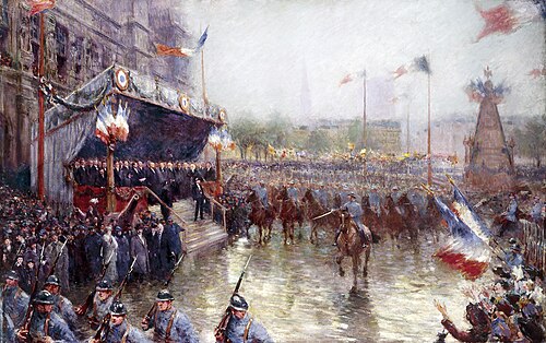 La place de l'Hôtel de Ville, le 20 octobre 1918. Manifestation en l'honneur de la classe 1920, 1918, Claude-Charles Bourgonnier