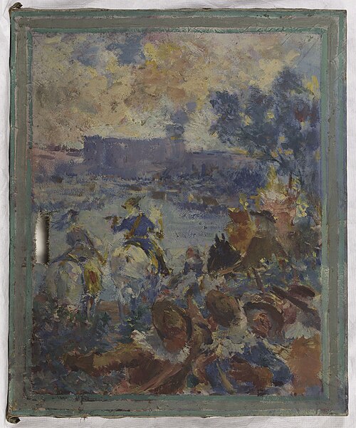 Esquisse pour la mairie du 12ème arrondissement : La revue militaire, 1910, Claude-Charles Bourgonnier