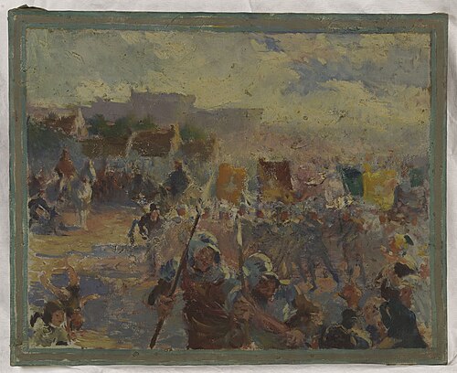Esquisse pour la mairie du 12ème arrondissement : Revue militaire, 1910, Claude-Charles Bourgonnier