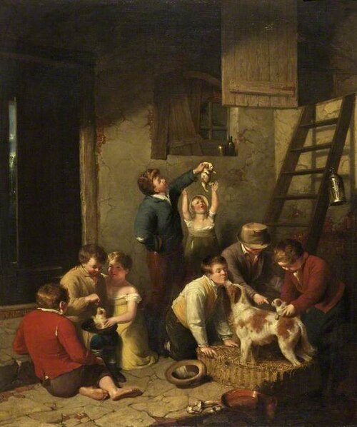 Children Playing with Puppies, 1812, William Collins